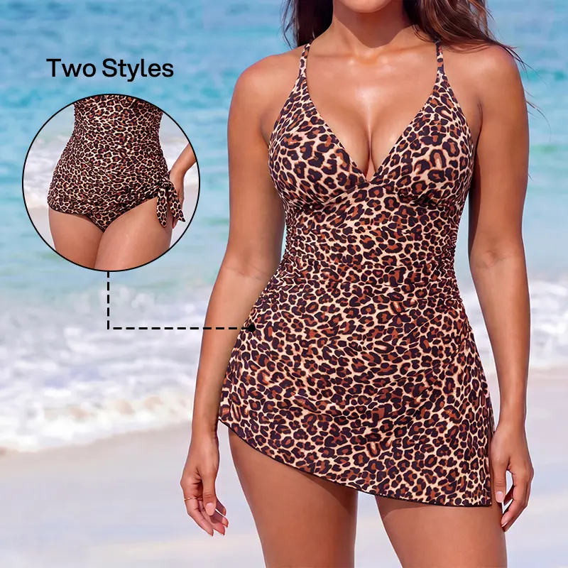 LILYLOVE Sculpting Convertible Swimdress for Women, Ruched V-Neck Tummy Control Shapewear Bathing Suit, Bathing Suit Outfits, Women's Swimsuits, Tummy Control Swimwear