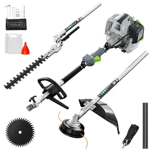 52cc Gas String Trimmer, 2 Cycle 3 in 1 Gas Powered Handheld Hedge Trimmer Brush Cutter Grass Trimmer Weed Eater with Extension Pole Garden Trimming Tools for Tree Trimming and Branch Cutting