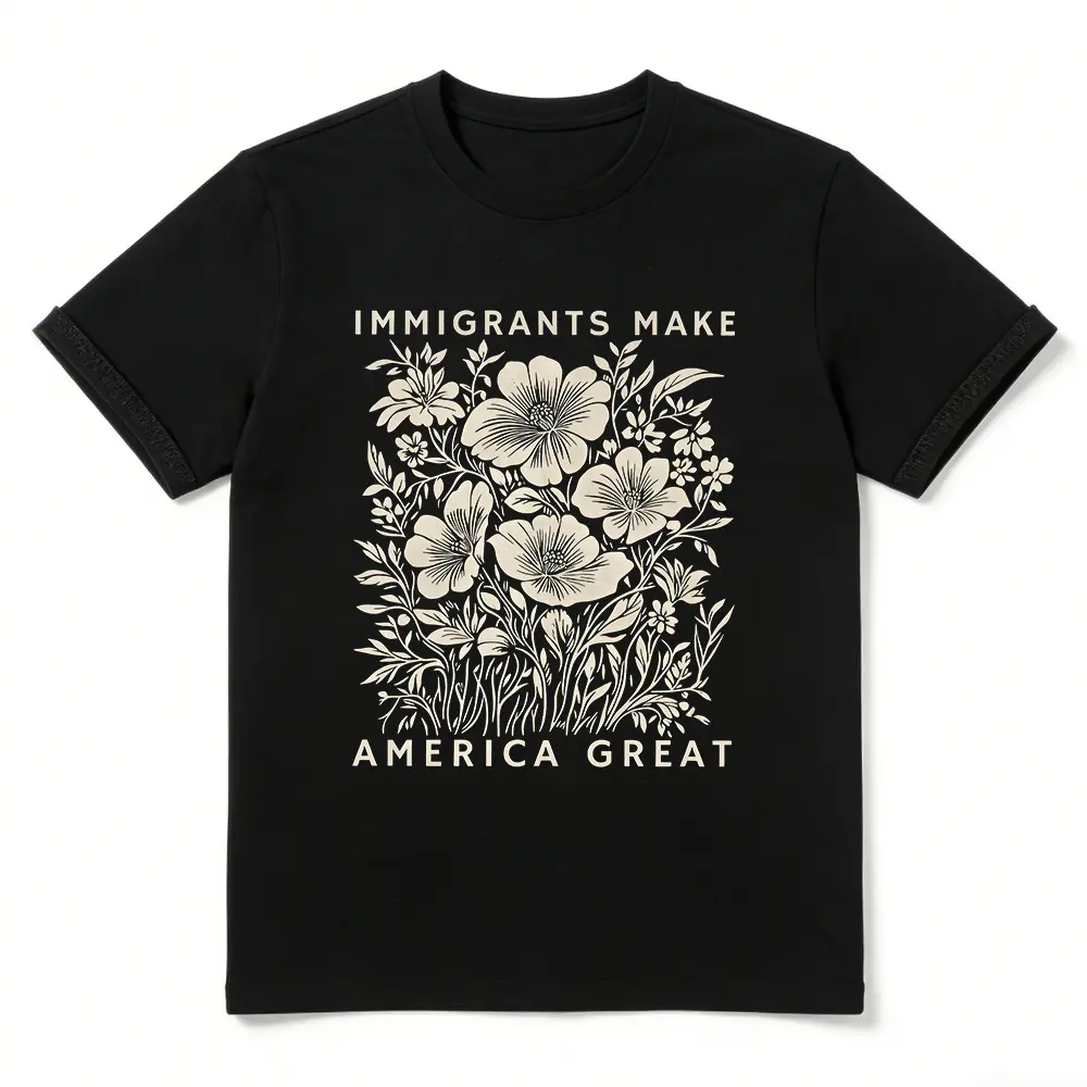 Immigrants Make America Great Oversize Unisex Anti-ICE Washed T-Shirt for Women and Men's Unisex Fit Batik Cotton Oversize Streetwear Menswear Super Soft Pre-Shrunk