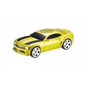 Kik_Race Car Coupe Design Best Surround Sound Portable Bluetooth Wireless Speaker with LED Lights WS592 for Universal Cell Phone And Bluetooth Device (Yellow) Audio Stereo Compact Radio Rechargeable Streaming Smartphone Card