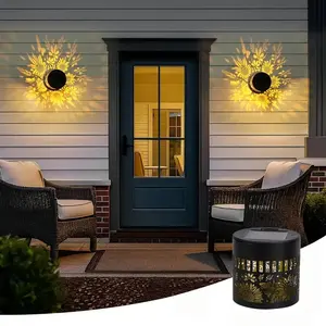 Solar Powered Sunflower Wall Lights, Set of 1-2 Pieces, Ideal for Balcony Garden Patio Decor, Perfect Gift for Parents, Outdoor Sunflower Light