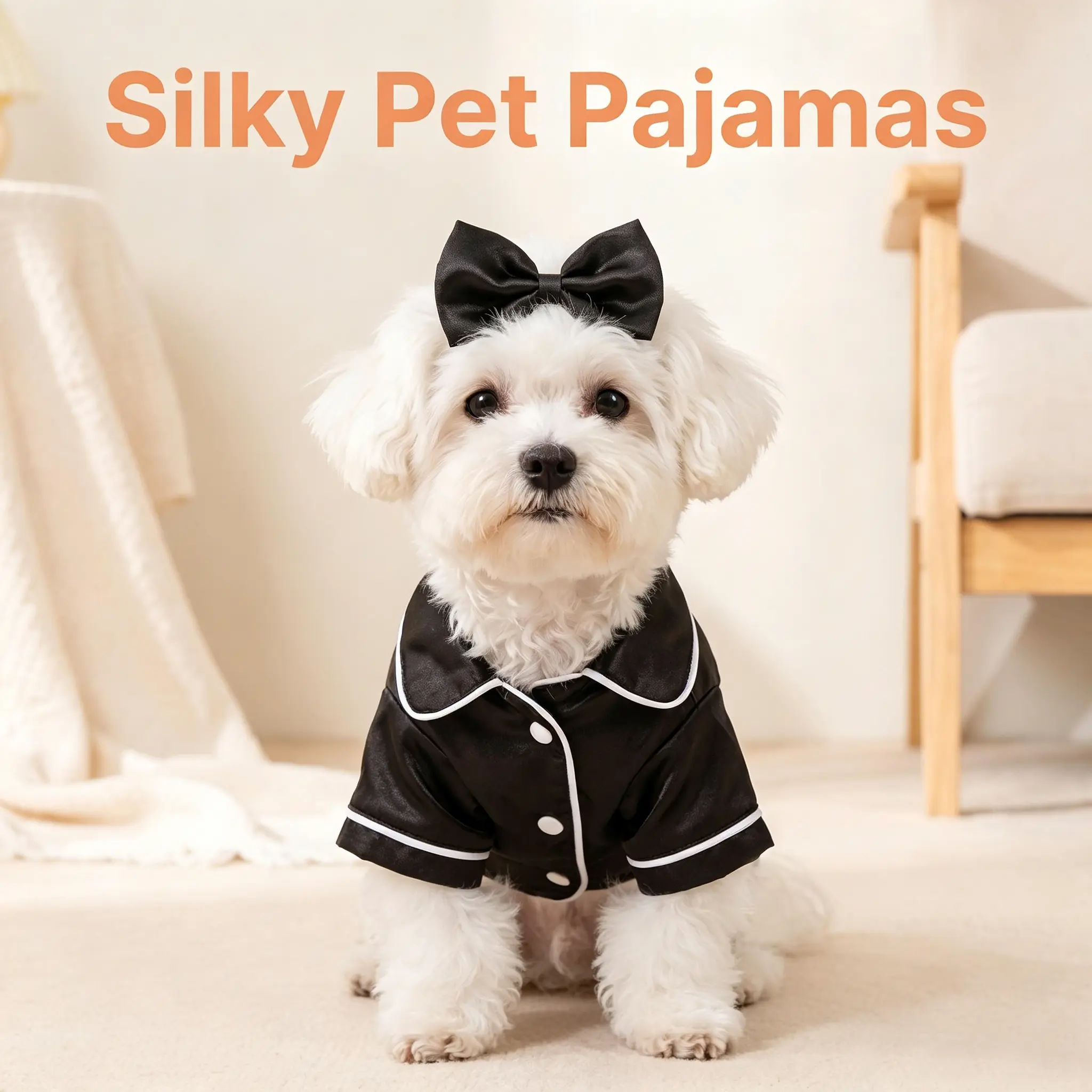 Pet Pajamas - Comfortable Silk Dog & Cat Costume, Multiple Breeds Fit (Teddy, Bichon, Pomeranian)