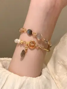 Elegant Pearl Crystal Stone Bracelet, Pearl Beaded Bracelet, Exquisite Trendy Bracelet, Unisex Double Circle Design, Precious Jewelry Gift, Stylish Accessory for All Occasions