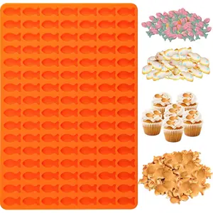 Gold Fish Cracker Cookie Molds, Mini Fish Biscuit Silicone Mold,Gold Fish Molds for Crackers,Fish Shaped Tiny Treats Baking Mold for Chocolate/Candy/Cat Treats/Ice Cube