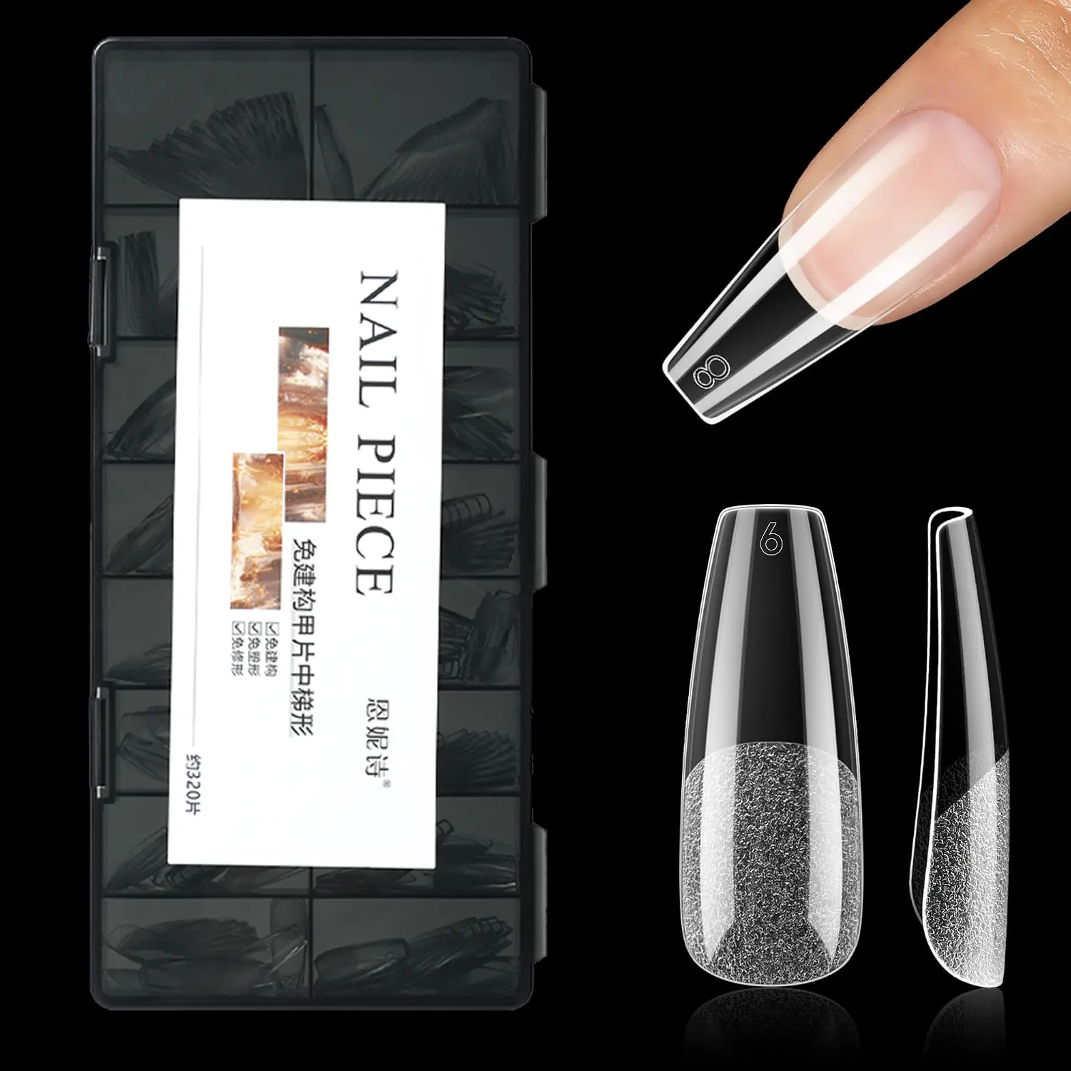ANNIES 320Pcs Soft Gel Nail Tips Medium Coffin Full Cover Press on Nails, Pre-filed File-free Matte Clear Fake Nails, Natural Fit All Nail Beds DIY Salon at Home, Long Lasting 28+ Days