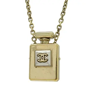 Pre-owned CHANEL Gold-plated Small Leather Goods Perfume Pendant Necklace