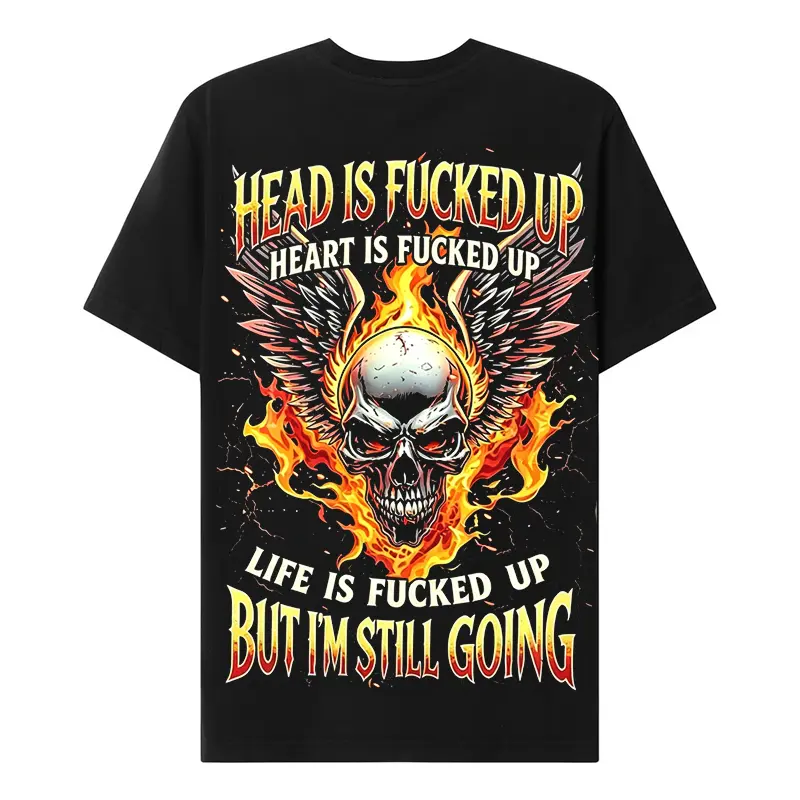 Chaosmoda Generation X Head Is Fucked Up Heart Is Fucked Up Custom Year Skull T-shirt Breathable Tshirt Cotton
