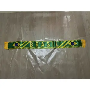 Brazil Scarf 14x135cm Double-sided Printed Brazil Flag Satin Scarf Suitable for 2026 Sports Event