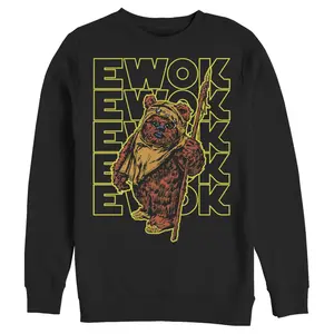 Men's Star Wars Ewok Stacked Yellow Text Sweatshirt