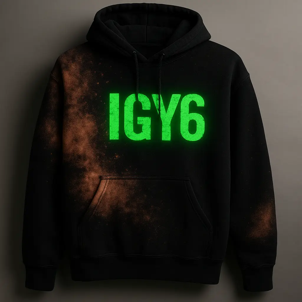 IGY6 Veteran Glow Hoodie | Hand-Bleached • Neon Green Glow • One-of-One perfect unisex pullover