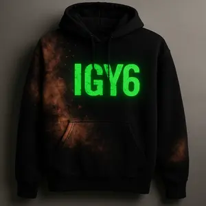IGY6 Veteran Glow Hoodie | Hand-Bleached • Neon Green Glow • One-of-One perfect unisex pullover