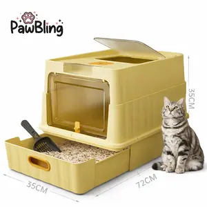 Extra Large Drawer Cat Litter Box with High Sides, Odor Control & Anti-Tracking Design – 3-in-1 Convertible Enclosed Kitty Litter Box with Scoop, Easy Clean & Tool-Free Installation pet pivot pink home goods Stainless Steel High-Sideadjustable long handle