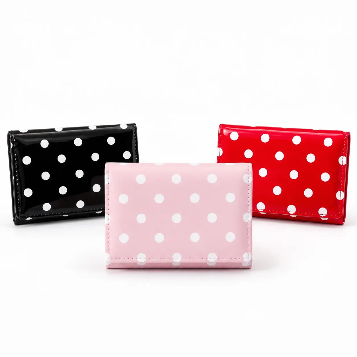 Women's Polka Dot Wallet, Cute PU Leather Small Purse with Card Slots & Coin Pocket, Compact Mini Wallet for Cash, Cards and Everyday Carry