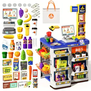 Simulation Toy Cash Register, Pretend Play Grocery Store Supermarket Set with Scanner Calculator Card Swiping,etc. Best Gifts for Age 3+ Kids Boy Girl