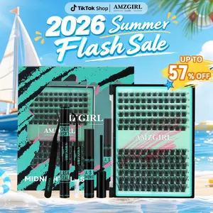 AMZGIRL LASH DIY Lash Extensions Kit 144pcs Midnight Waterproof Eyelashes Makeup Cosmetic Set with Bond Seal Remover Applicator for Summer Outfits & Vacation Looks