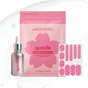 Face Tape & Jojoba Squalane Removal Oil Set – 165 Pre-Cut Kinesiology Wrinkle Patches - Rosehip, Japanese Camellia (Tsubaki), Cranberry Oil – Gua Sha – Vegan, Fast-Absorbing (Strawberry)