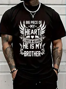 100% Cotton Brother My Angel Shirt In Memory Of Brother In Heaven T-Shirt Women's Men's Graphic Tee Crew Neck summer vacation Tops