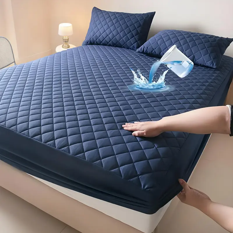 Bepatio King/Queen Size Bed Pad - Anti-Slip Waterproof Mattress Protector, Breathable Hollow Cotton Filled Quilted Silent Sleep Protector, 6"-16" Deep Pocket, Microfiber Top, Flat Weave, Easy to Clean & Maintain, Durable for Hotel Use
