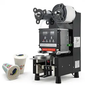 Garvee Commercial Automatic Cup Sealing Machine with 500-650 Cups/Hour Capacity, Electric Sealer for 90/95mm Cups Featuring LCD Panel and Digital Control, Perfect for Bubble Tea, Coffee, and Smoothie Shops (110V, Black)