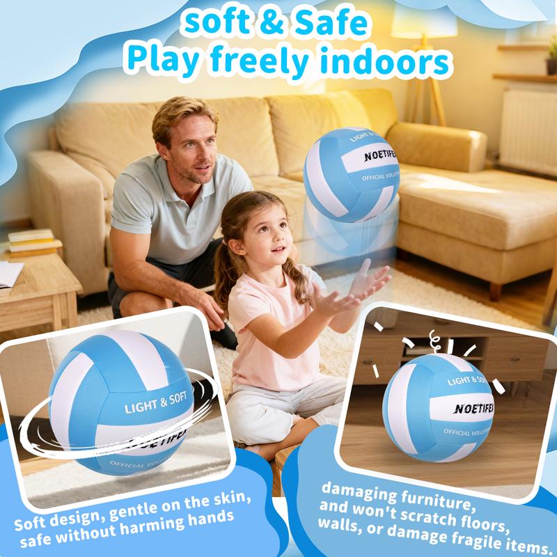 Soft Volleyball-Super Soft Fabric Light Volleyball for Indoor Practice Safe and Quiet Kids Youth Beginners House Yard Training Practice Games(Deflated) indoor outdoor gift