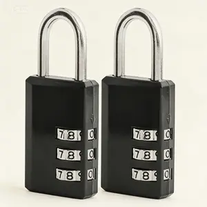 Combination Padlock with Customizable 3-Digit Code, 2-Pack for Gym Lockers, Luggage, Backpacks, and Cabinets, Reusable Indoor Security Lock, Resettable Black Combination Locks for School, Storage, and Travel