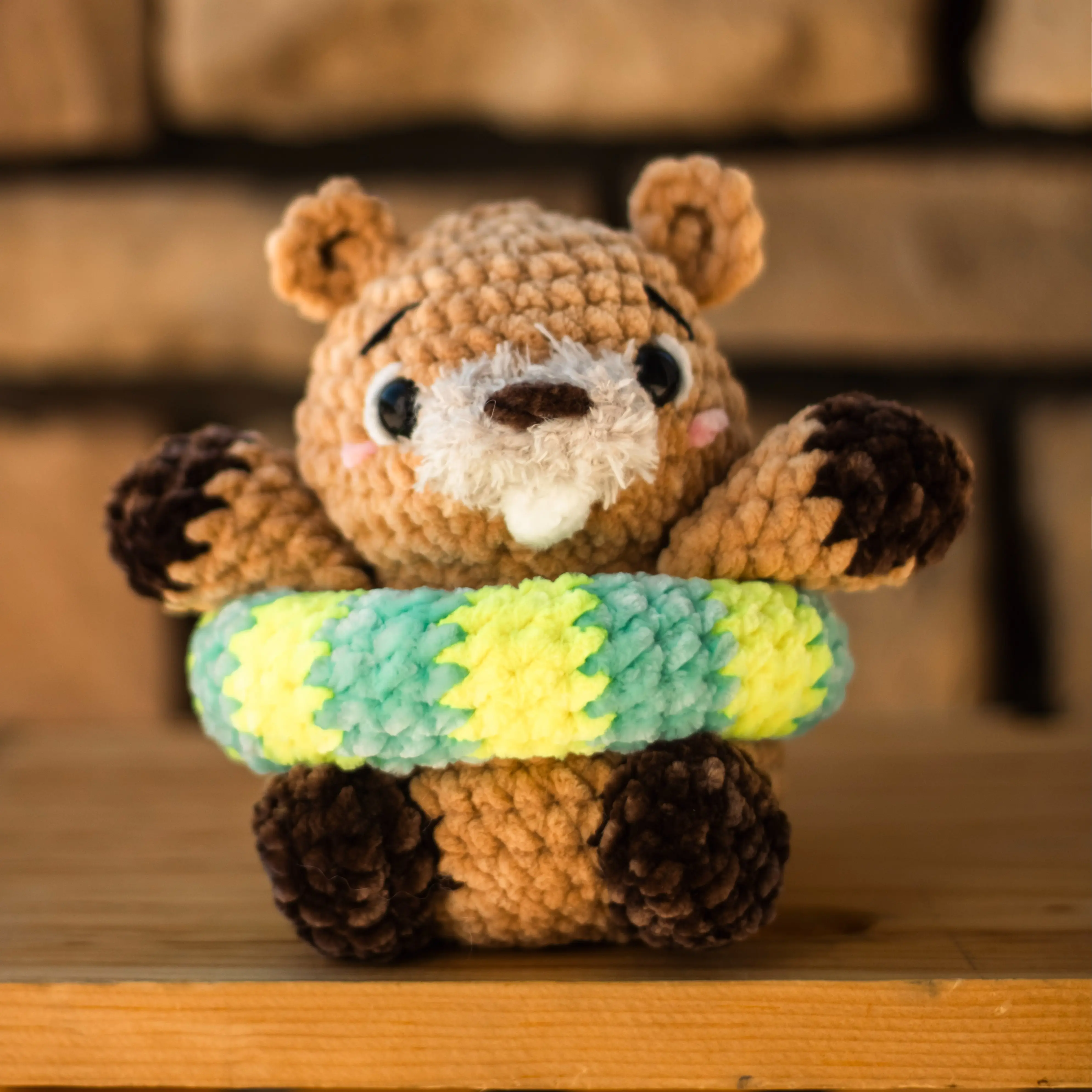Crocheted Beaver in Floatie Plush Stuffed Animal