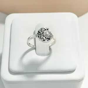 Sterling Silver 925 Moon Half Moon and Sun Ring Jewelry