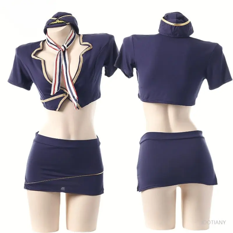 Sexy Stewardess Uniform Role Play Costume Female Short Skirt Suit Adult Ladies Secretary Ol Role Play Costume Underwear Nightdre