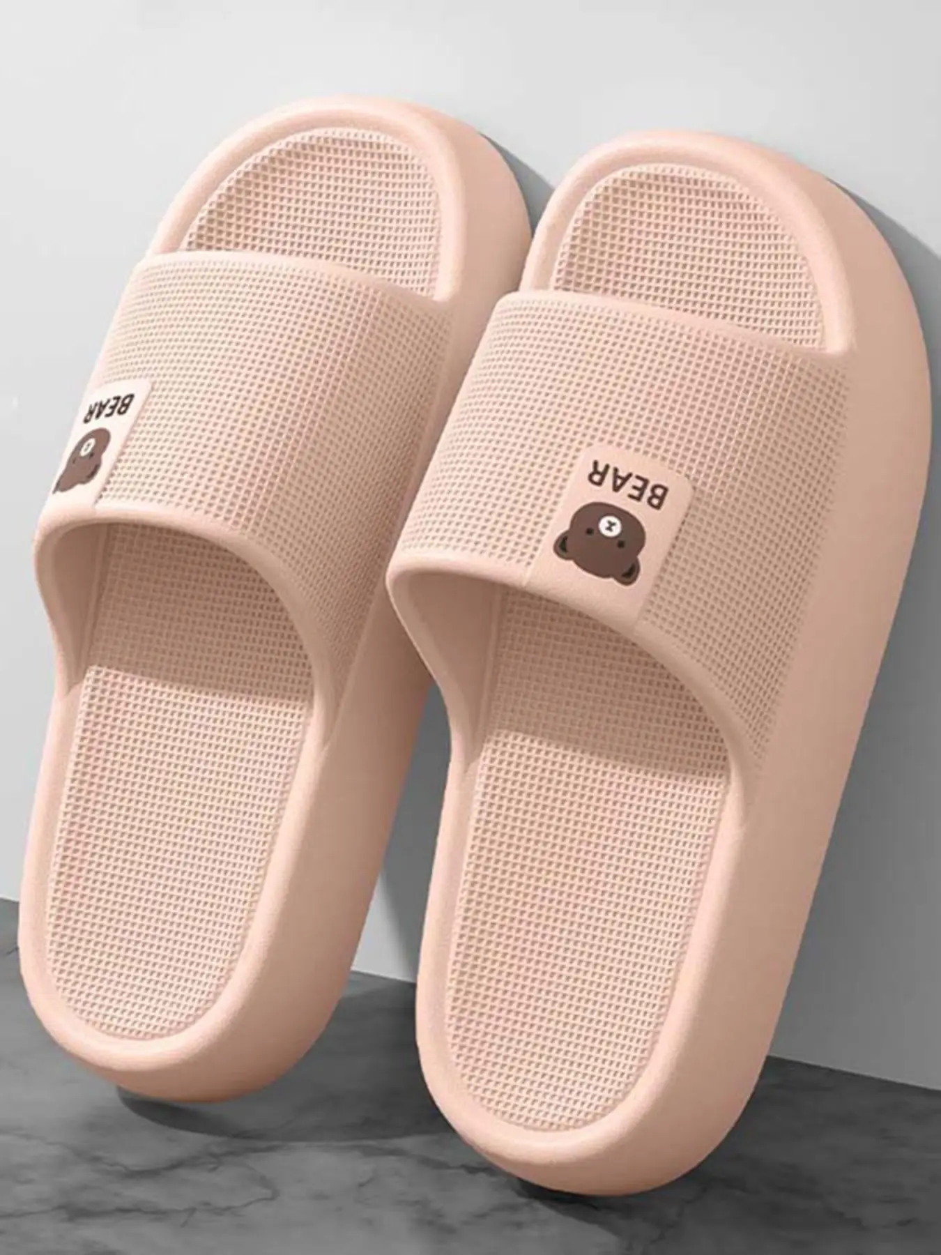 Women's Summer New Simple Casual Home Indoor Slippers Thick Sole Comfortable Couple Lightweight Durable Toe-Exposed Slippers Home Bathroom Soft Sole Slippers House Slippers Thick Soled Slippers
