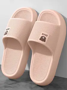 Women's Summer New Simple Casual Home Slippers Thick Sole Comfortable Couple Lightweight Durable Toe-Exposed Slippers Home Bathroom Slippers