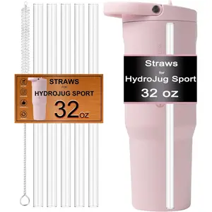 5-Pack Replacement Straw for   32 oz, Straws for Hydro Jug  Stainless Steel Water Bottle 32oz Accessories, ,Tritan,Dishwasher Safe, Safe,,Clear
