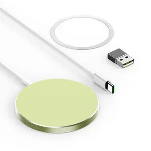 Magnetic Wireless Charger,THREEKEY Wireless Charging Pad with 4FT Charging Cable Compatible with MagSafe Charger for iPhone 17/16/15/14/13/12 Series,Airpods3/2/Pro,Mag Charger-Cyan