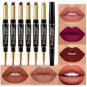 Conjunto de 6 lápices labiales y delineadores de labios en tonos castaño nude para mujeres. Kit de labios mate con delineador de labios, labiales de larga duración a prueba de agua de 24 horas y combo de lápices labiales y delineadores de labios. Set de l