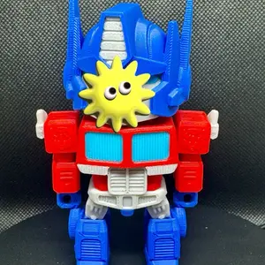 3d printed red and blue robot figurine