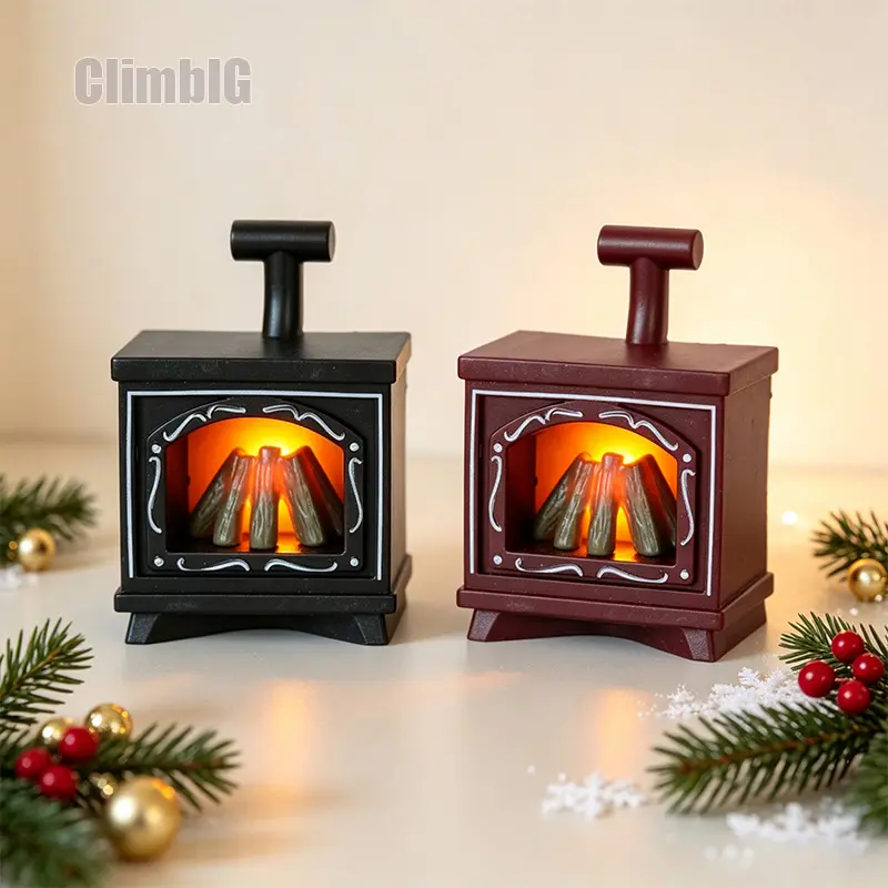 Christmas Fireplace Fridge Magnet, Light-Up Gnome Fireplace Magnet, 3D Mini Holiday Refrigerator Decor, Festive Magnetic Kitchen & Locker Decoration for Classroom, Office & Metal Cabinets, DIY Message Display, Christmas Party Gift,Outdoor