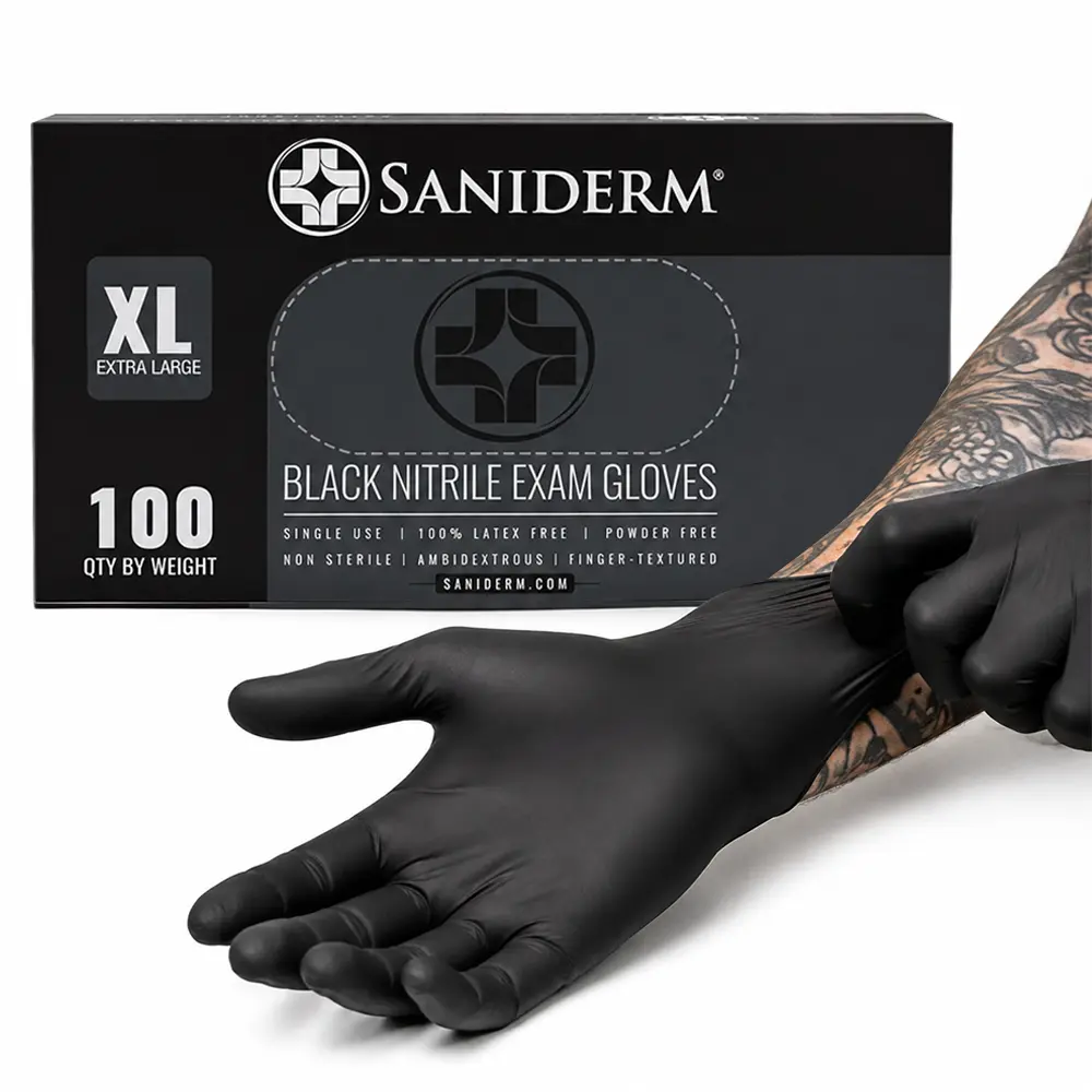 Saniderm Nitrile Tattoo Gloves - 100-Count Box,  Medical Gloves for Tattooing, First Aid