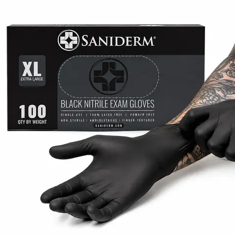 Saniderm Nitrile Tattoo Gloves - 100-Count Box, Medical Gloves for Tattooing, First Aid