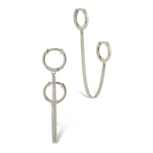 Double Dangle Chain Hoop Earrings