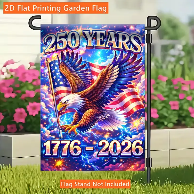 America 250th Anniversary Garden Flag 12x18 Inch - Patriotic Eagle 1776-2026 Semiquincentennial Yard Banner 250 Years of America 1776-2026 Garden Flag - Bold Eagle & US Flag Design for 4th of July & Anniversary