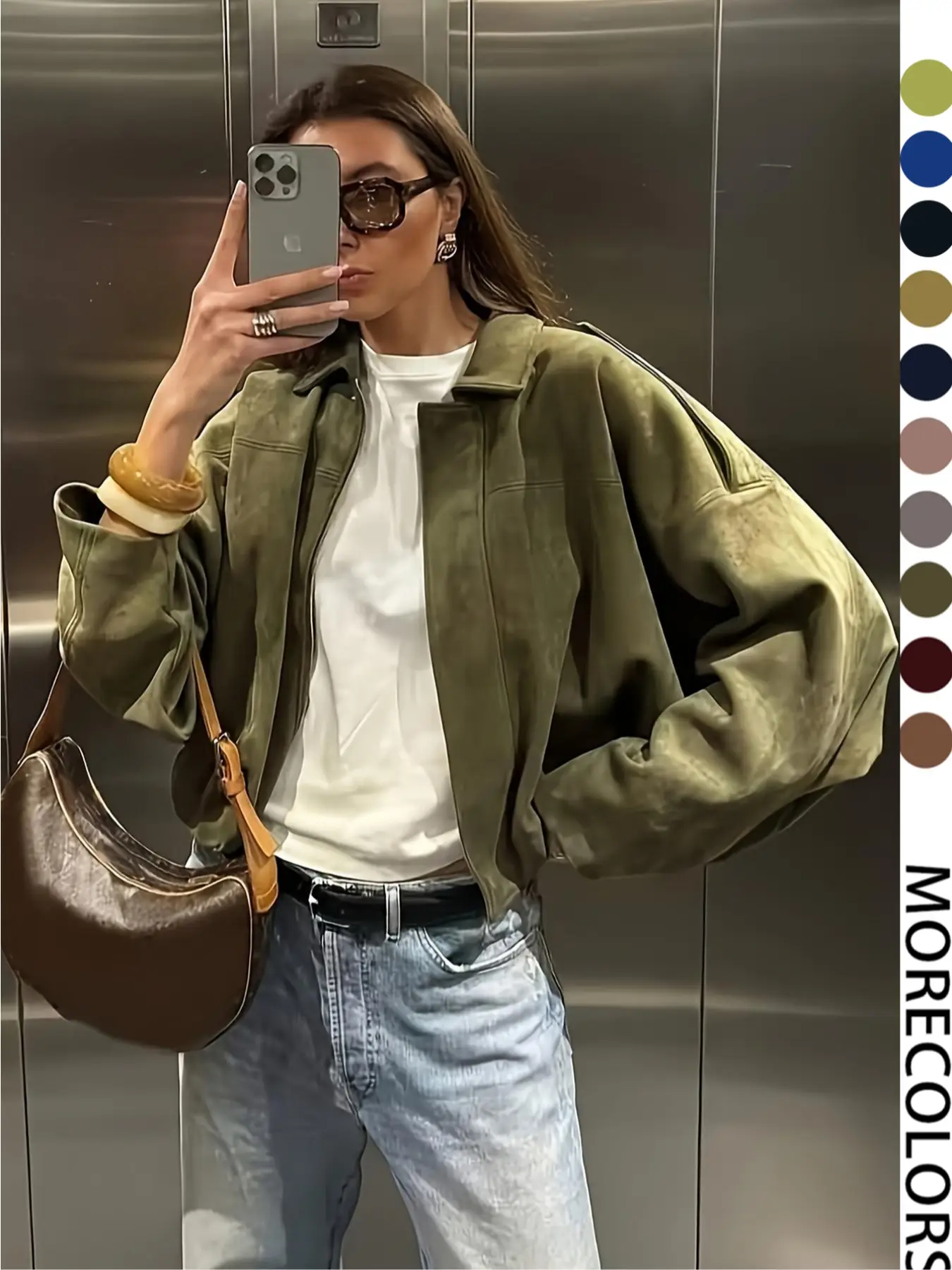 New Spring Autumn Military Short Jacket, Casual Loose Fit Women's Coat, Trendy Army Color Outerwear for Daily Wear