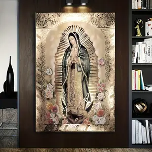 1pc 2D Flat1pcs Wooden Frame Canvas Painting, Virgin of Guadalupe, Framed Wall Art Print, Suitable for Living Room and Bedroom, Home Decoration, Holiday Gift, Suitable for Her and Him, Ready to Hang, Thickness 0.79inch, 2D Flat, Perfect for Room Deco