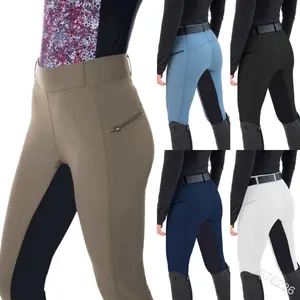Slim Fit Stretch Equestrian Pants Patchwork Riding Breeches Women's Ankle Pants Costumes and Props