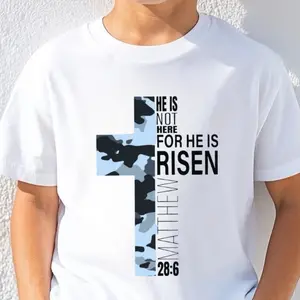 He Is Risen Matthew 28:6 Cross Graphic Youth & Adult T-Shirt, Christian Easter Faith Quote Tee Religious Gift Spring Holiday Outfit Trendy Shirt, Youth Clothes, Trending Tees, Family Shirt, Birthday Gift