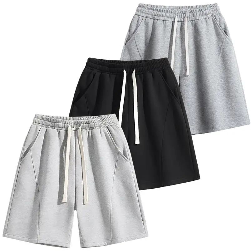 Men’s 3-pack summer solid-color shorts with pockets—lightweight, breathable, casual, comfortable shorts suitable for outdoor running and fitness training; universal men’s bottoms.