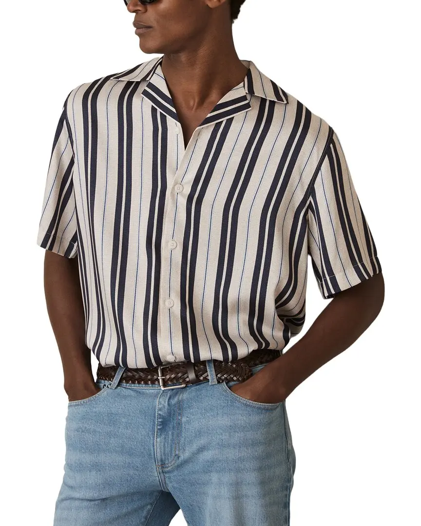 Reiss Amos Wide Stripe Print Casual Shirt