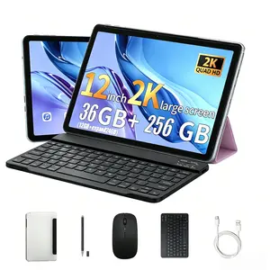 Redbeat M3 12 Inch 2K HD Tablet with Keyboard Mouse Case Stylus, Android 15 8-Core Tablet PC, 36GB Expand RAM 256GB Storage Dual Camera Portable Tablet for Study Work Gift Black Friday Flash Sale