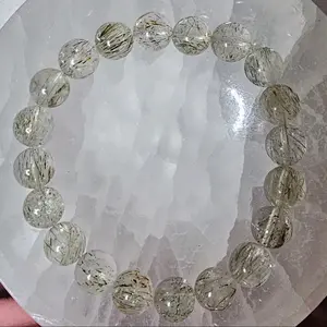 High Clarity Green Rutile Quartz 9mm+ Bracelet for Spiritual Growth and Healing natural crystal