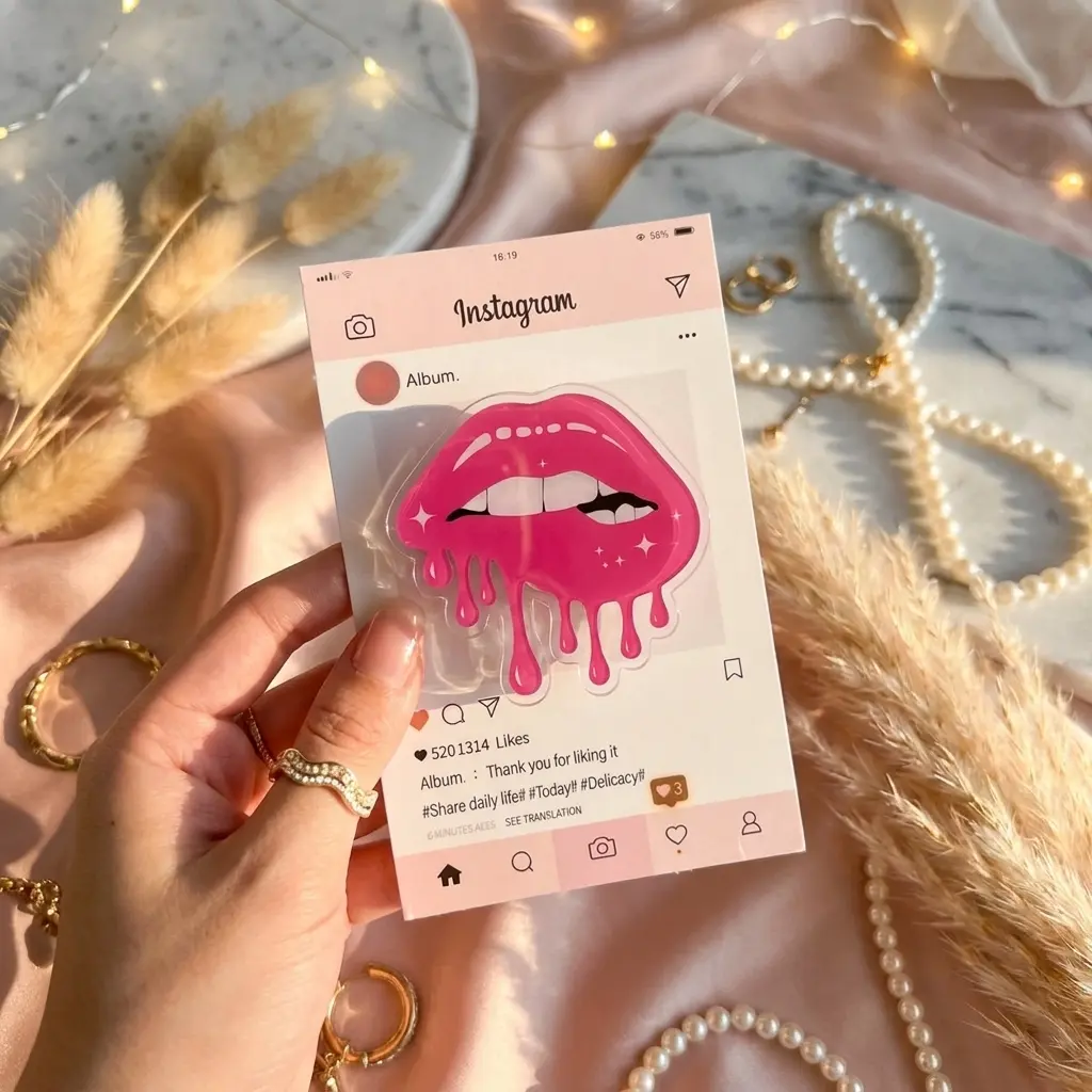 Bite My Lips Magnetic Phone Grip, Horror Aesthetic Magnet Holder Stand, Kawaii Scary Fan Gift, Reader Sticky Baby Mount Universal Support Accessory