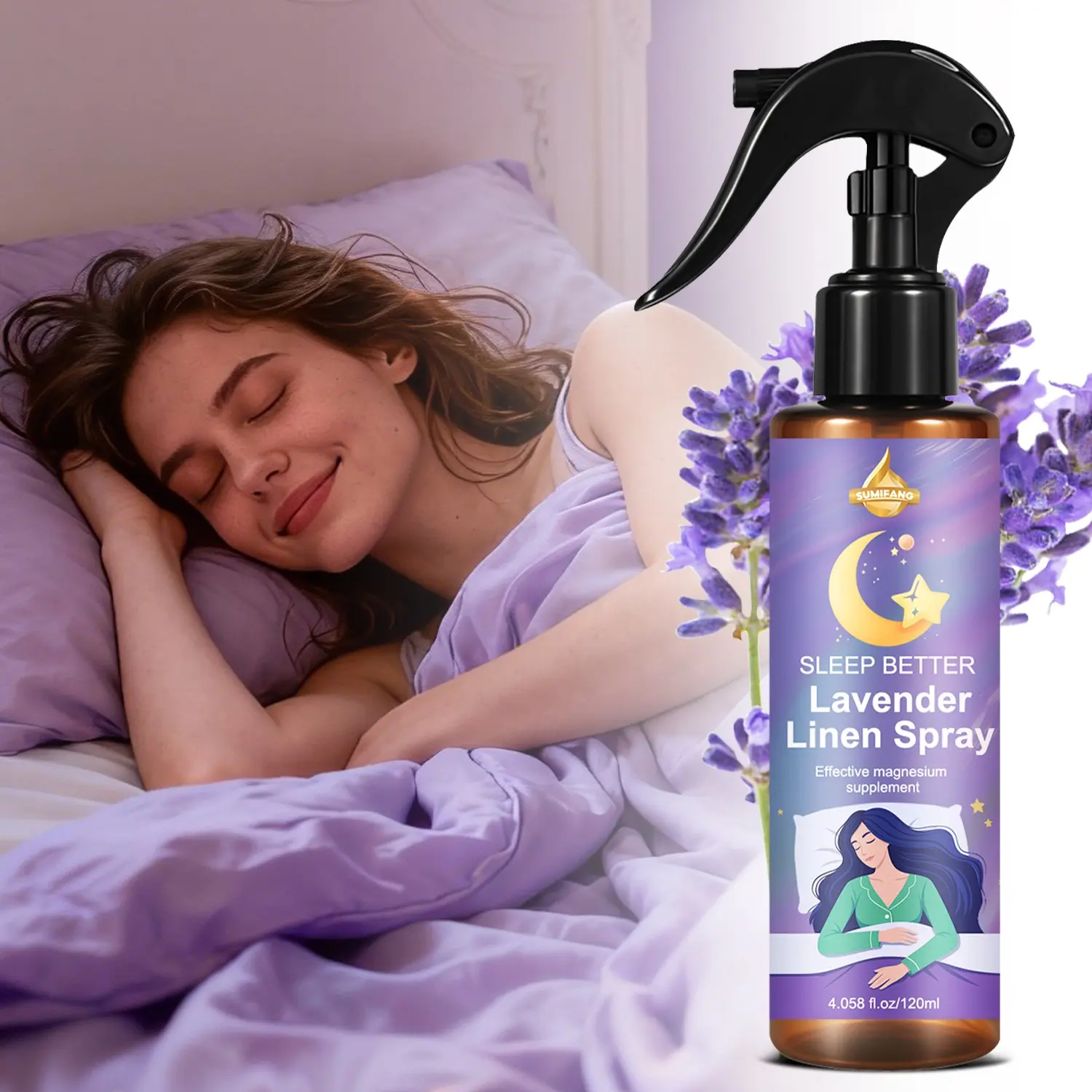 Lavender Sleep Pillow Spray, Scented Natural Calming Linen and Pre-Sleep Spray for Deep Sleep, Aromatherapy and Plant Essential Oils, Relaxes Stress, Home Fragrance, Home Fragrance Products