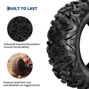 Set of 2 Heavy Duty 6PR All-Terrain ATV/UTV Tubeless Tires – Puncture-Resistant & High-Traction for Trail, Mud, Sand, Rock & Street – Fits 4-Wheelers & Quads – Available Sizes: 25x8-12 & 24x8-12